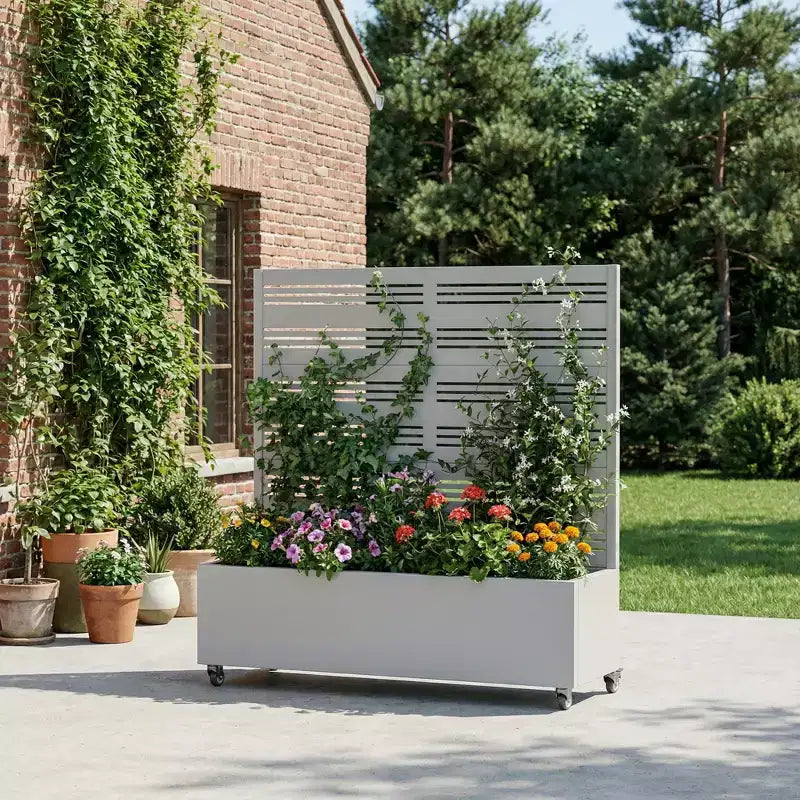 Dovelina Raised Garden Bed with Trellis Metal Planter Box with Privacy Screen for Climbing Plants-59 x 30/60, 47 x 47/94,72 x 35/47/70/94