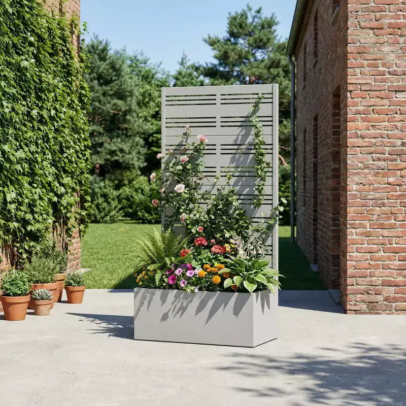 Dovelina Raised Garden Bed with Trellis Metal Planter Box with Privacy Screen for Climbing Plants-59 x 30/60, 47 x 47/94,72 x 35/47/70/94
