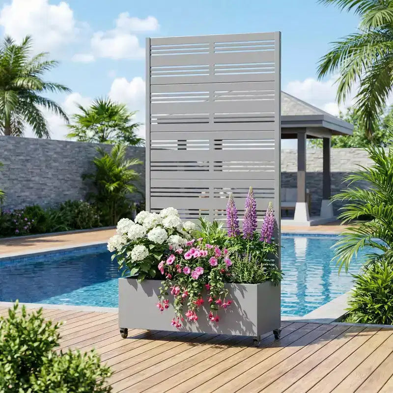 Dovelina Raised Garden Bed with Trellis Metal Planter Box with Privacy Screen for Climbing Plants-59 x 30/60, 47 x 47/94,72 x 35/47/70/94