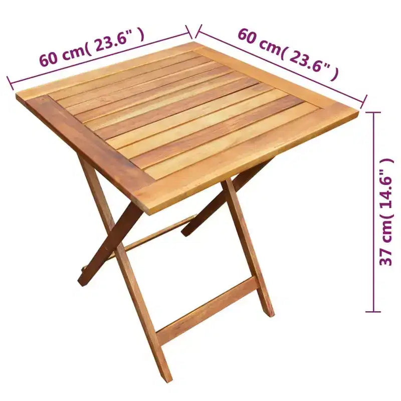 vidaXL Bistro Set Wood Tone Solid Acacia Wood Foldable Bistro Set