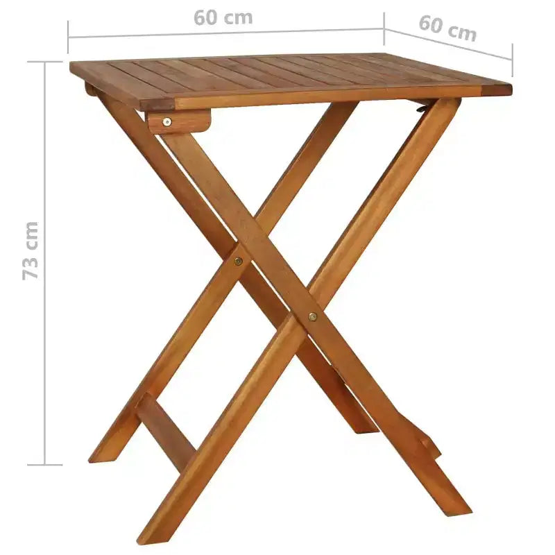 vidaXL Bistro Set Wood Tone Solid Acacia Wood Foldable Bistro Set