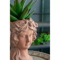 8x9x11.5 Brown Greek Style Bust Planter Indoor Outdoor Decorative Flower Pot for Patio Balcony Porch Entryway Shelf Display