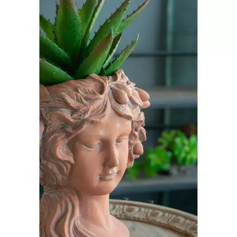 8x9x11.5 Brown Greek Style Bust Planter Indoor Outdoor Decorative Flower Pot for Patio Balcony Porch Entryway Shelf Display