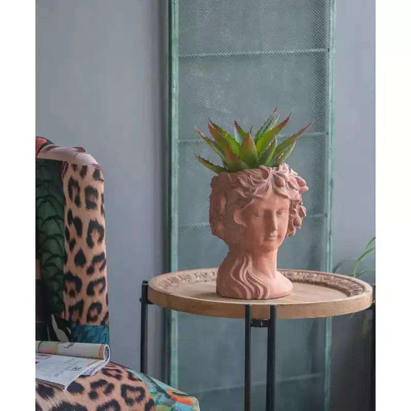 8x9x11.5 Brown Greek Style Bust Planter Indoor Outdoor Decorative Flower Pot for Patio Balcony Porch Entryway Shelf Display