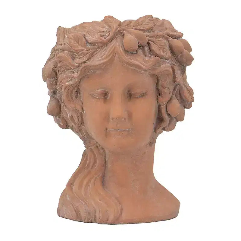 8x9x11.5 Brown Greek Style Bust Planter Indoor Outdoor Decorative Flower Pot for Patio Balcony Porch Entryway Shelf Display