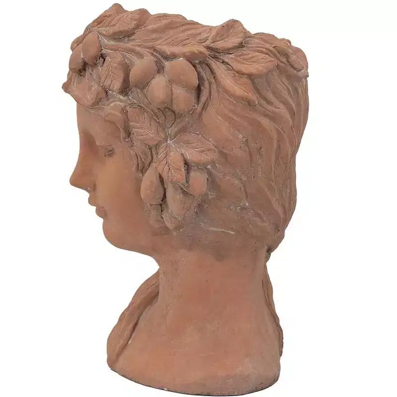 8x9x11.5 Brown Greek Style Bust Planter Indoor Outdoor Decorative Flower Pot for Patio Balcony Porch Entryway Shelf Display