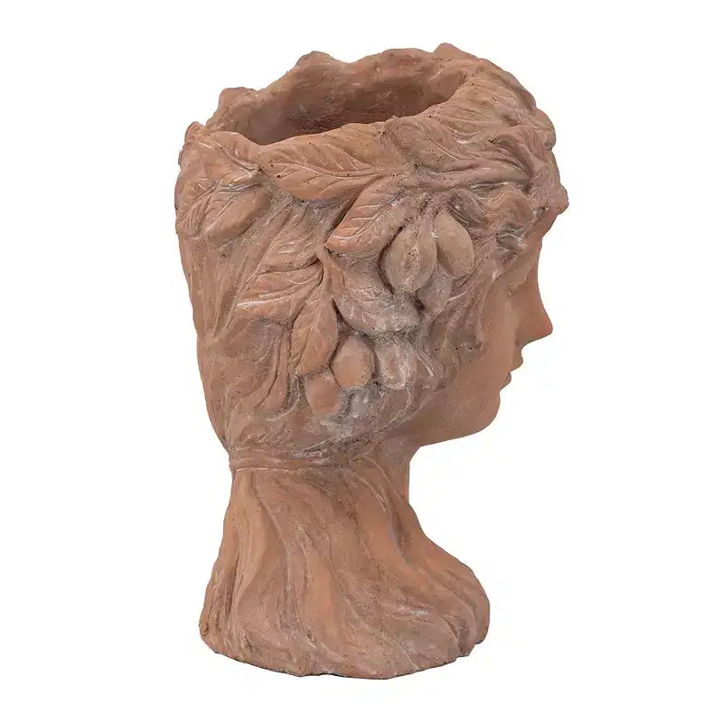 8x9x11.5 Brown Greek Style Bust Planter Indoor Outdoor Decorative Flower Pot for Patio Balcony Porch Entryway Shelf Display