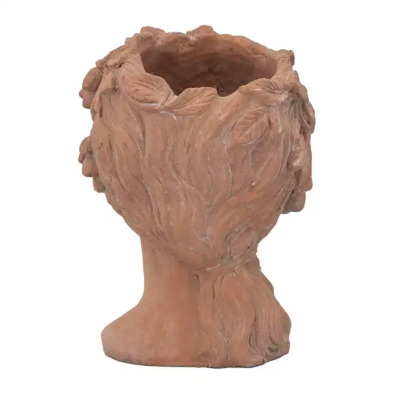 8x9x11.5 Brown Greek Style Bust Planter Indoor Outdoor Decorative Flower Pot for Patio Balcony Porch Entryway Shelf Display