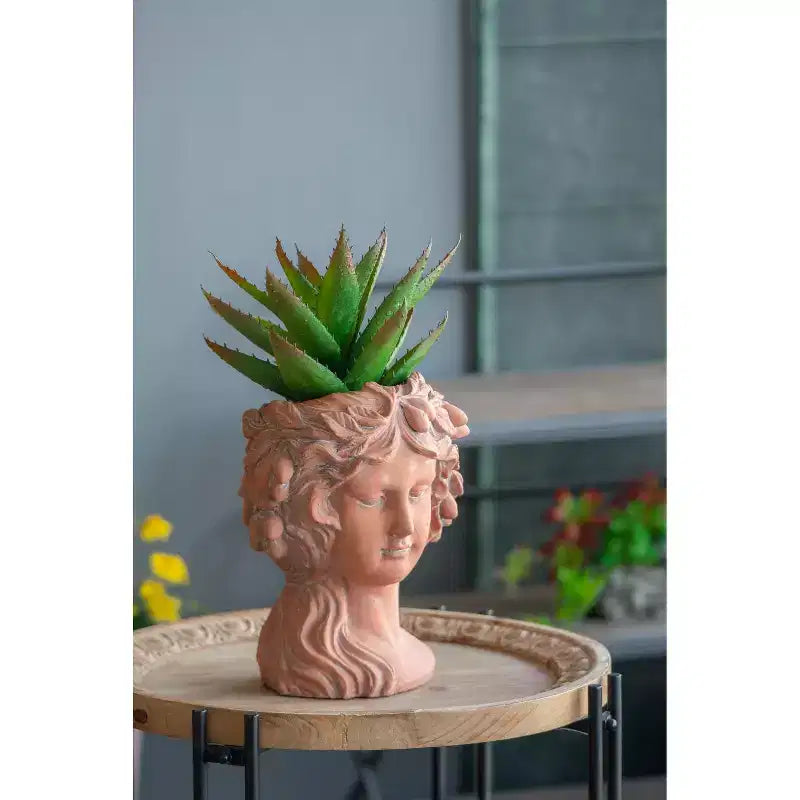 8x9x11.5 Brown Greek Style Bust Planter Indoor Outdoor Decorative Flower Pot for Patio Balcony Porch Entryway Shelf Display