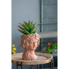 8x9x11.5 Brown Greek Style Bust Planter Indoor Outdoor Decorative Flower Pot for Patio Balcony Porch Entryway Shelf Display