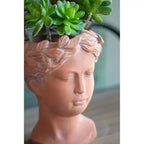 6x9 Brown Visage Bust Planter Indoor Outdoor Decorative Flower Pot for Patio Balcony Porch Entryway Shelf Display