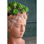 6x9 Brown Visage Bust Planter Indoor Outdoor Decorative Flower Pot for Patio Balcony Porch Entryway Shelf Display