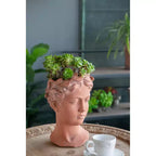 6x9 Brown Visage Bust Planter Indoor Outdoor Decorative Flower Pot for Patio Balcony Porch Entryway Shelf Display