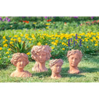 6x9 Brown Visage Bust Planter Indoor Outdoor Decorative Flower Pot for Patio Balcony Porch Entryway Shelf Display