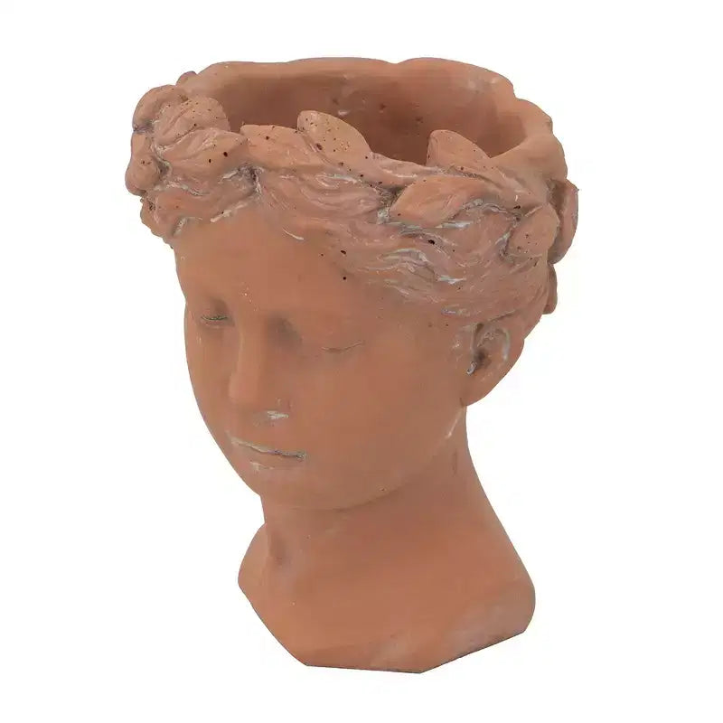 6x9 Brown Visage Bust Planter Indoor Outdoor Decorative Flower Pot for Patio Balcony Porch Entryway Shelf Display