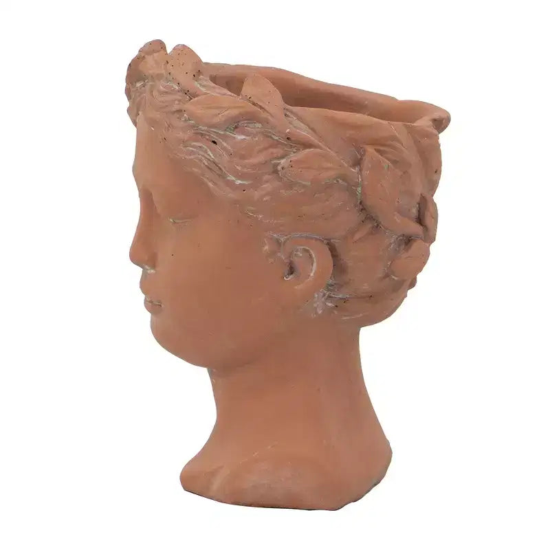 6x9 Brown Visage Bust Planter Indoor Outdoor Decorative Flower Pot for Patio Balcony Porch Entryway Shelf Display