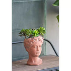6x9 Brown Visage Bust Planter Indoor Outdoor Decorative Flower Pot for Patio Balcony Porch Entryway Shelf Display
