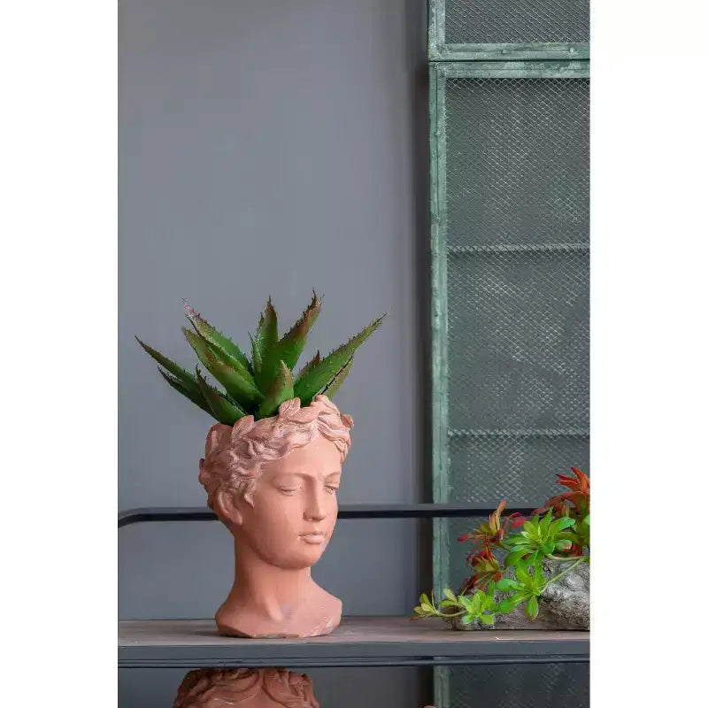 6x9 Brown Visage Bust Planter Indoor Outdoor Decorative Flower Pot for Patio Balcony Porch Entryway Shelf Display