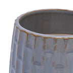 Set of 2 5.71 x 5.31 Gray Ribbed Ceramic Planter Set Indoor Outdoor Flower Pots for Herbs, Flowers & Succulents