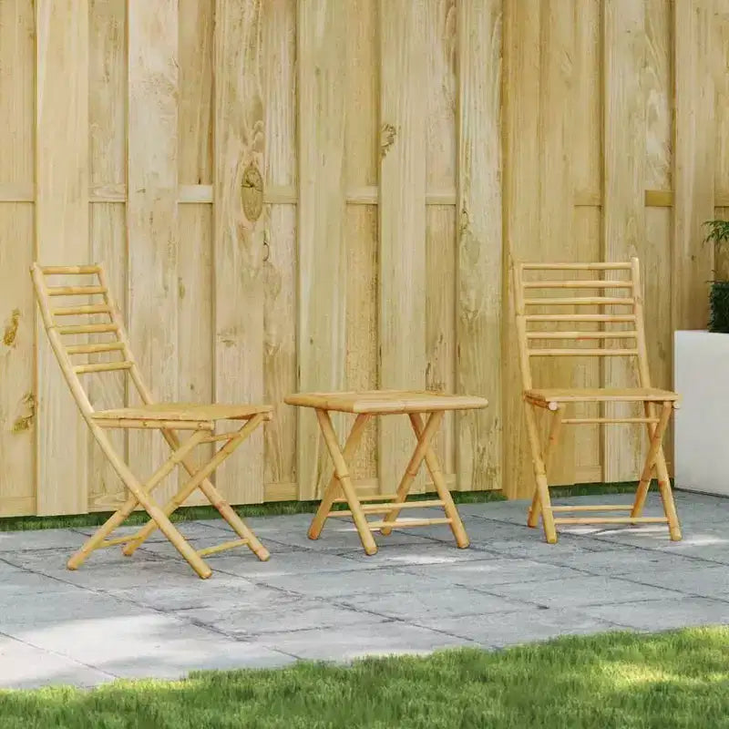 vidaXL Bistro Set Natural Bamboo Bamboo Compact Foldable Bistro Set