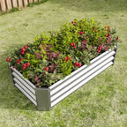 4 x 2 x 1 Silver Metal Raised Garden Bed for Vegetables, Herbs & Flowers for Patio Balcony Porch Entryway Shelf Display