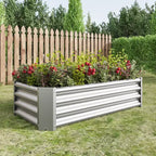 4 x 2 x 1 Silver Metal Raised Garden Bed for Vegetables, Herbs & Flowers for Patio Balcony Porch Entryway Shelf Display