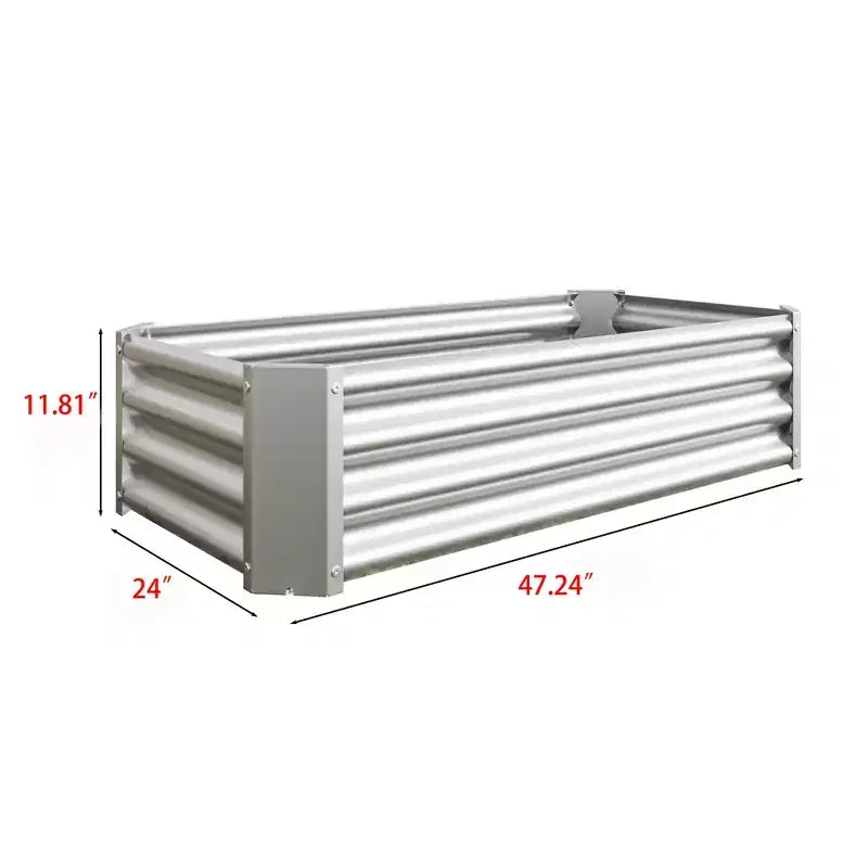 4 x 2 x 1 Silver Metal Raised Garden Bed for Vegetables, Herbs & Flowers for Patio Balcony Porch Entryway Shelf Display