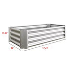 4 x 2 x 1 Silver Metal Raised Garden Bed for Vegetables, Herbs & Flowers for Patio Balcony Porch Entryway Shelf Display