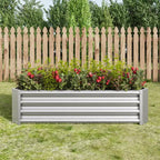 4 x 2 x 1 Silver Metal Raised Garden Bed for Vegetables, Herbs & Flowers for Patio Balcony Porch Entryway Shelf Display