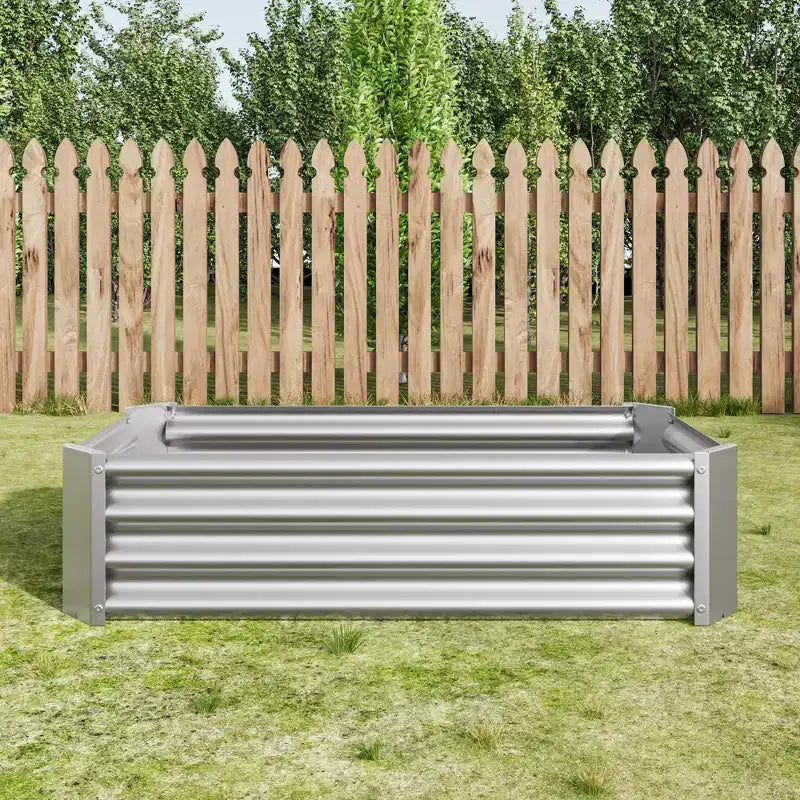 4 x 2 x 1 Silver Metal Raised Garden Bed for Vegetables, Herbs & Flowers for Patio Balcony Porch Entryway Shelf Display