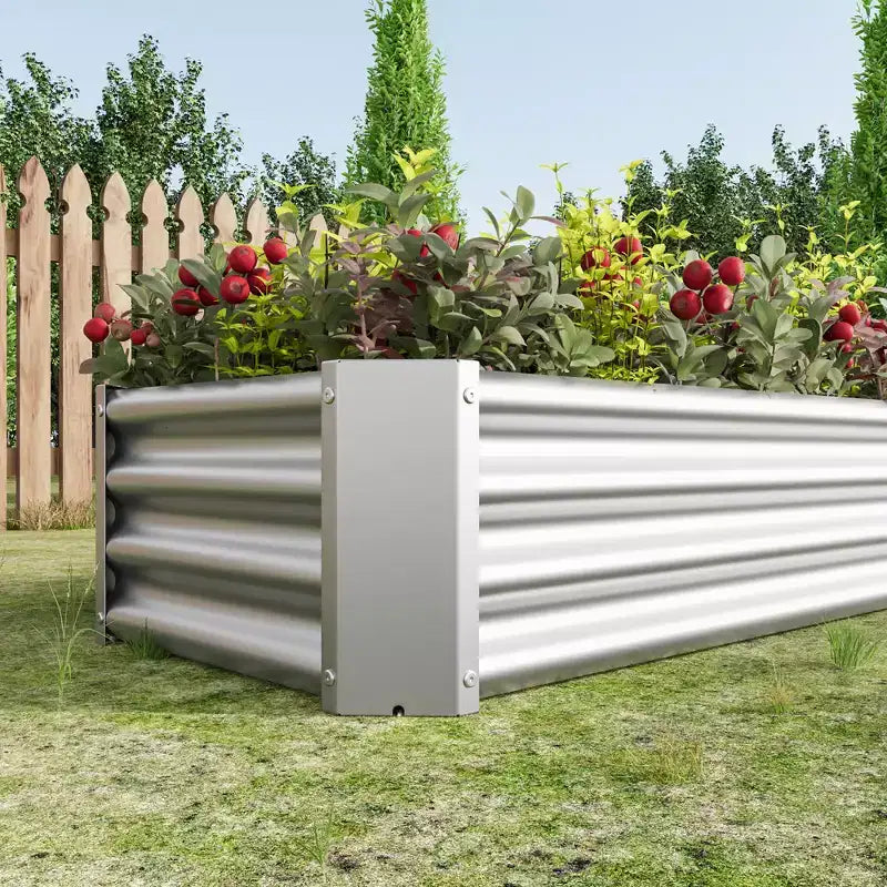 4 x 2 x 1 Silver Metal Raised Garden Bed for Vegetables, Herbs & Flowers for Patio Balcony Porch Entryway Shelf Display