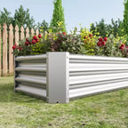 4 x 2 x 1 Silver Metal Raised Garden Bed for Vegetables, Herbs & Flowers for Patio Balcony Porch Entryway Shelf Display