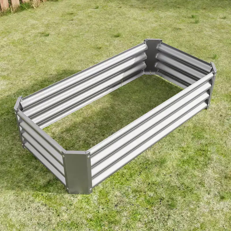 4 x 2 x 1 Silver Metal Raised Garden Bed for Vegetables, Herbs & Flowers for Patio Balcony Porch Entryway Shelf Display
