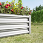 4 x 2 x 1 Silver Metal Raised Garden Bed for Vegetables, Herbs & Flowers for Patio Balcony Porch Entryway Shelf Display