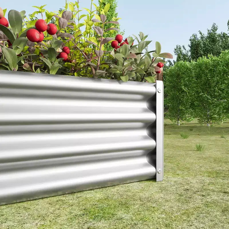 4 x 2 x 1 Silver Metal Raised Garden Bed for Vegetables, Herbs & Flowers for Patio Balcony Porch Entryway Shelf Display