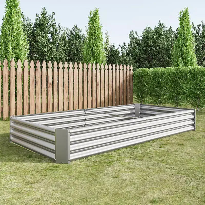 7.6x3.7x0.98 Silver Metal Raised Garden Bed for Vegetables, Herbs & Flowers for Patio Balcony Porch Entryway Shelf Display