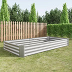 7.6x3.7x0.98 Silver Metal Raised Garden Bed for Vegetables, Herbs & Flowers for Patio Balcony Porch Entryway Shelf Display