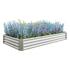 7.6x3.7x0.98 Silver Metal Raised Garden Bed for Vegetables, Herbs & Flowers for Patio Balcony Porch Entryway Shelf Display