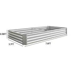 7.6x3.7x0.98 Silver Metal Raised Garden Bed for Vegetables, Herbs & Flowers for Patio Balcony Porch Entryway Shelf Display