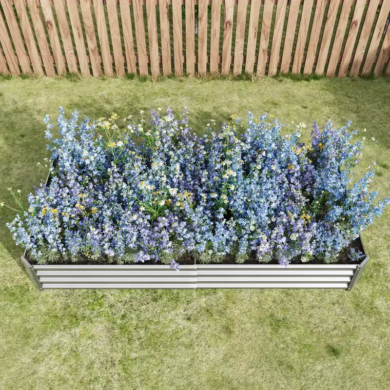 7.6x3.7x0.98 Silver Metal Raised Garden Bed for Vegetables, Herbs & Flowers for Patio Balcony Porch Entryway Shelf Display