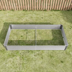 7.6x3.7x0.98 Silver Metal Raised Garden Bed for Vegetables, Herbs & Flowers for Patio Balcony Porch Entryway Shelf Display