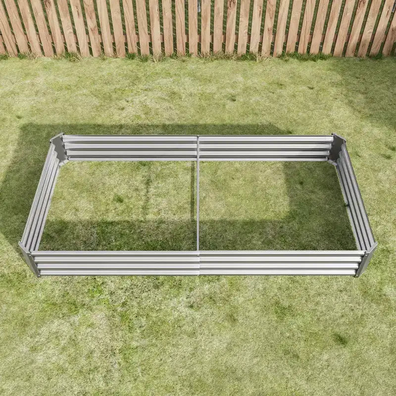 7.6x3.7x0.98 Silver Metal Raised Garden Bed for Vegetables, Herbs & Flowers for Patio Balcony Porch Entryway Shelf Display