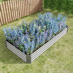 7.6x3.7x0.98 Silver Metal Raised Garden Bed for Vegetables, Herbs & Flowers for Patio Balcony Porch Entryway Shelf Display