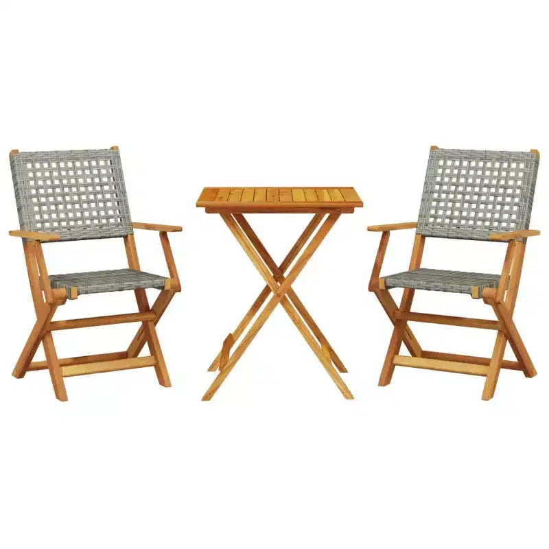 vidaXL Bistro Set Solid acacia wood, PE rattan Medium Foldable
