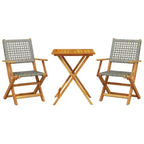 vidaXL Bistro Set Solid acacia wood, PE rattan Medium Foldable