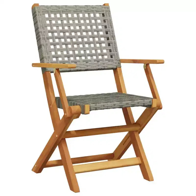 vidaXL Bistro Set Solid acacia wood, PE rattan Medium Foldable