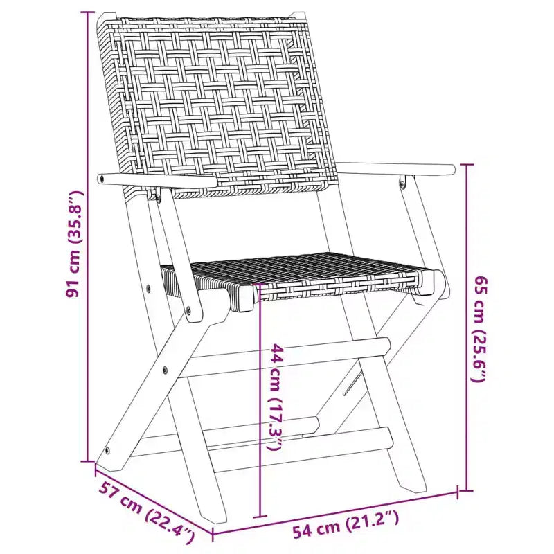 vidaXL Bistro Set Solid acacia wood, PE rattan Medium Foldable