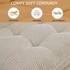 GDFStudio Ara Modern 154 U-Shaped Wooden Corduroy Upholstered Sectional Sofa with Ottoman, USB and Cup Holder