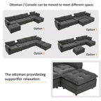 GDFStudio Ara Modern 154 U-Shaped Wooden Corduroy Upholstered Sectional Sofa with Ottoman, USB and Cup Holder