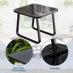 3 Piece Outdoor Rocking Bistro Set with Side Table, Patio Conversation Set with 2 Breathable Mesh Rocking Chairs, All-Weather Porch Furniture